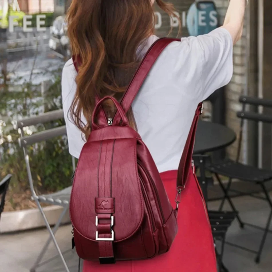 Multifunctional Women Leather  - Leather Backpack Vintage recension och pris